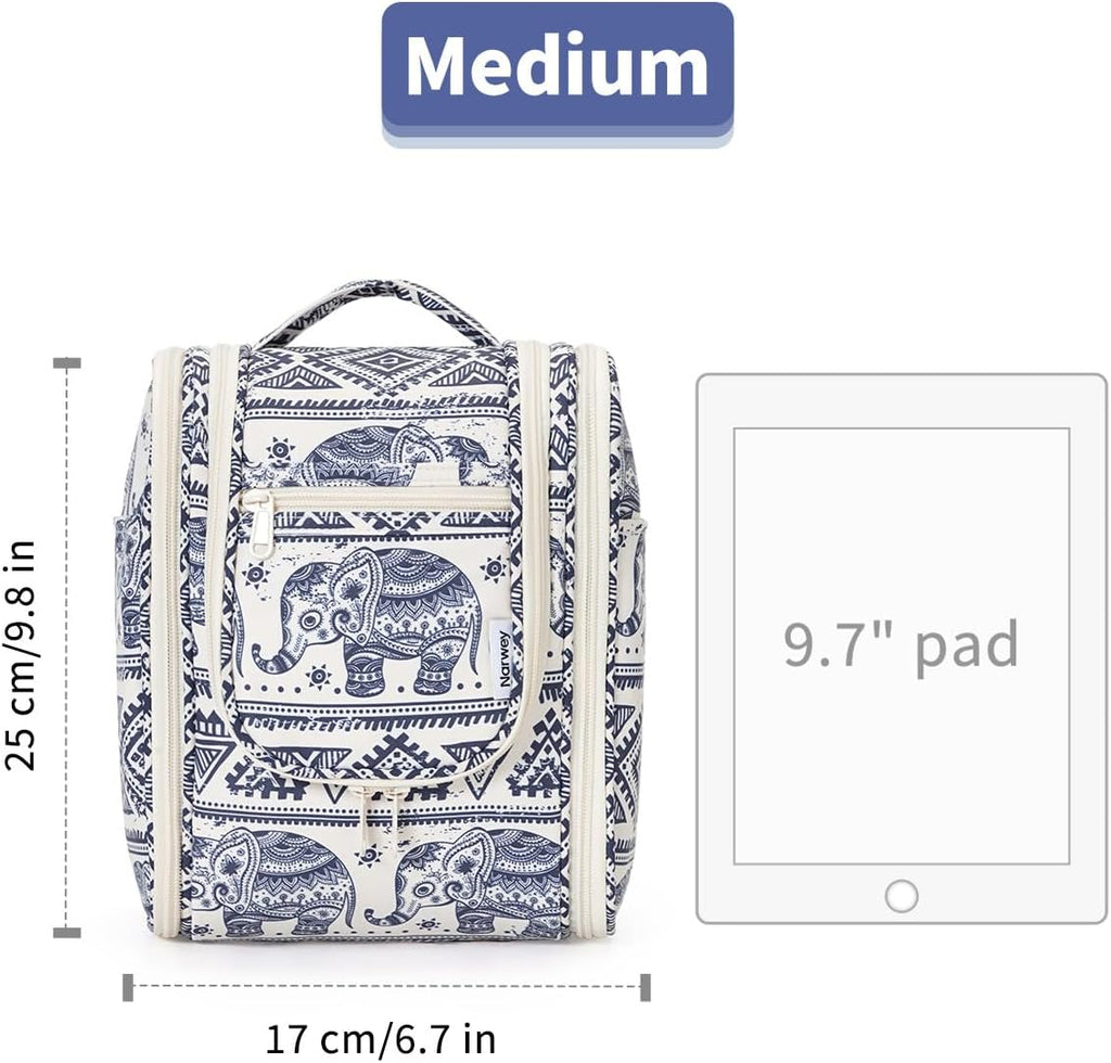 Small Hanging Toiletry Bag Women Travel Makeup Bag Organizer Toiletries Bag for Travel Size Essentials Accessories Cosmetics (Medium, Elephant)