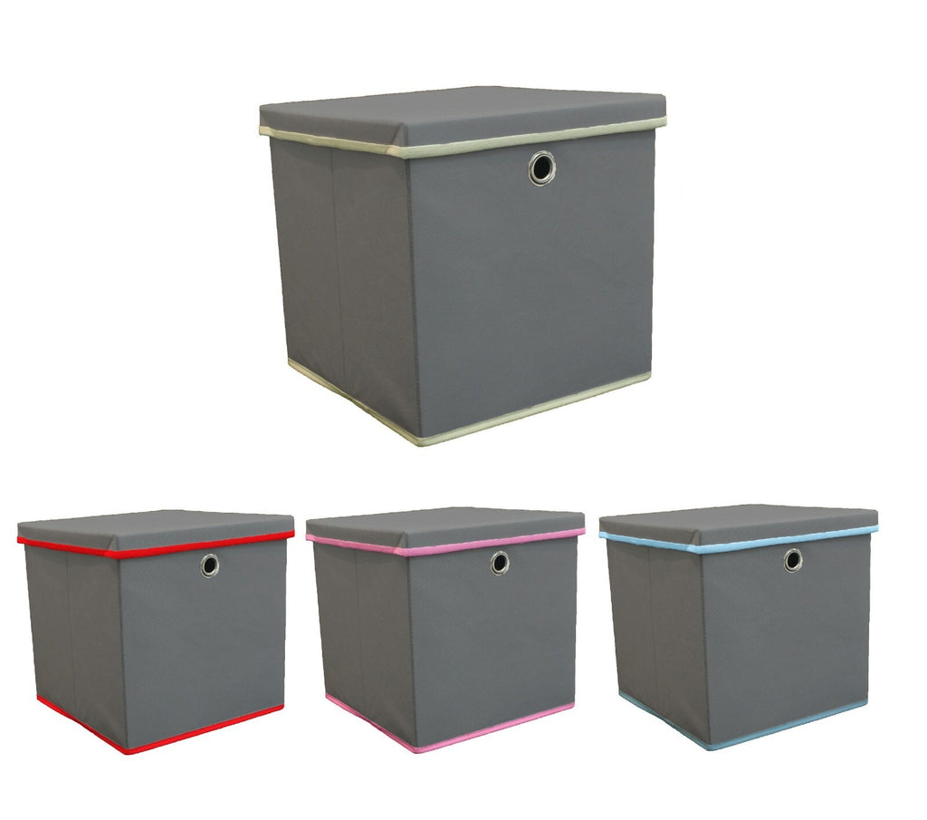 Foldable Grey Fabric Storage Boxes with Lids Storage Cube Toy Box Storage Basket