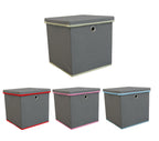 Foldable Grey Fabric Storage Boxes with Lids Storage Cube Toy Box Storage Basket