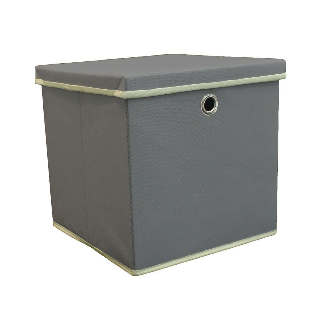 Foldable Grey Fabric Storage Boxes with Lids Storage Cube Toy Box Storage Basket