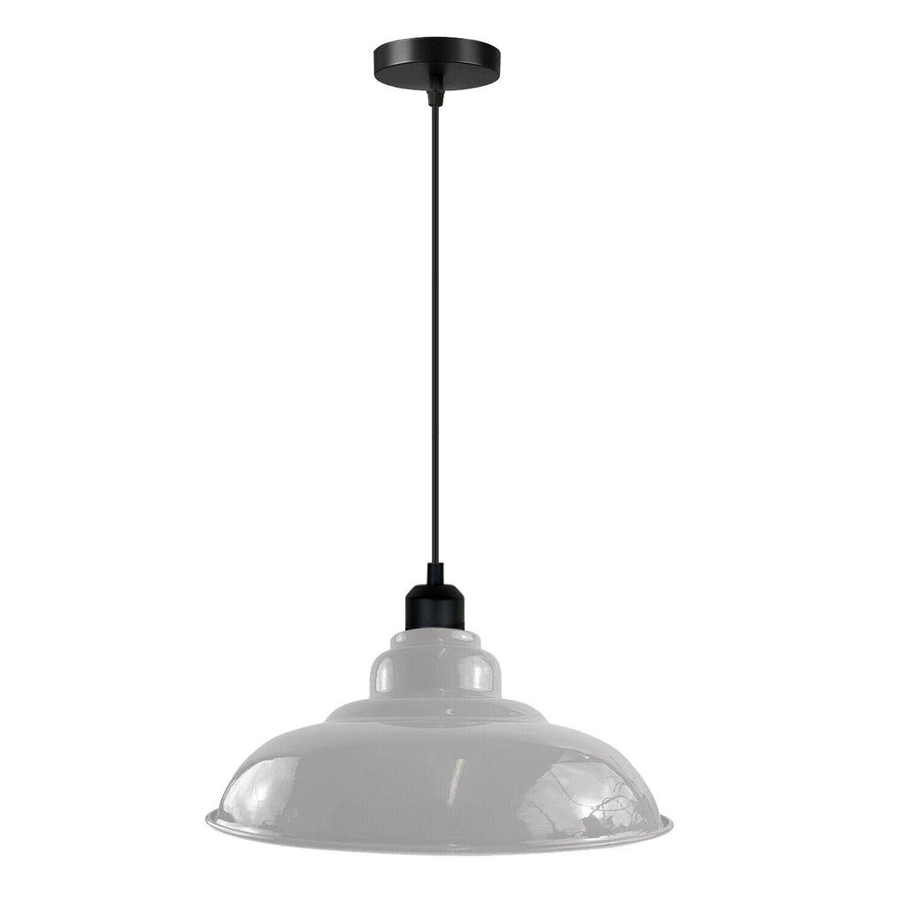 White Ceiling Light Shade with Black Holder