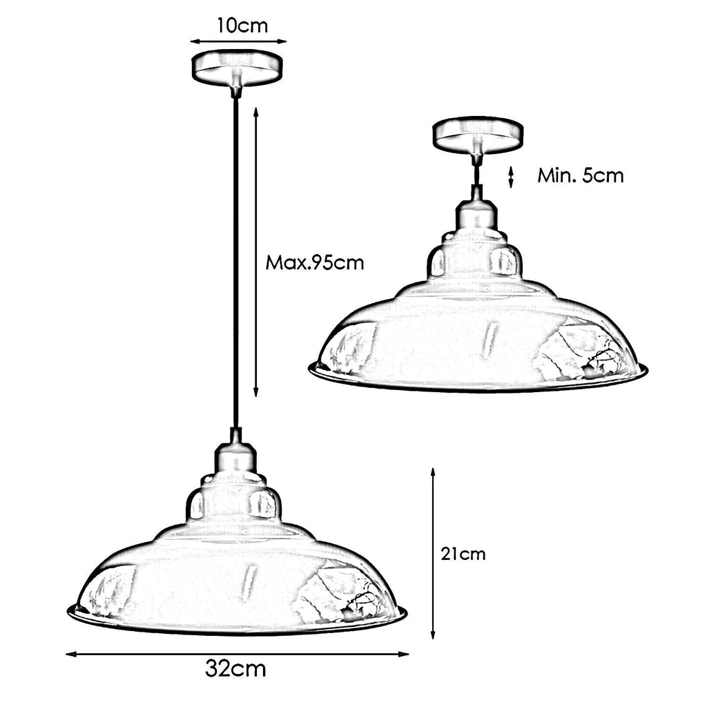 White Ceiling Light Shade with Black Holder