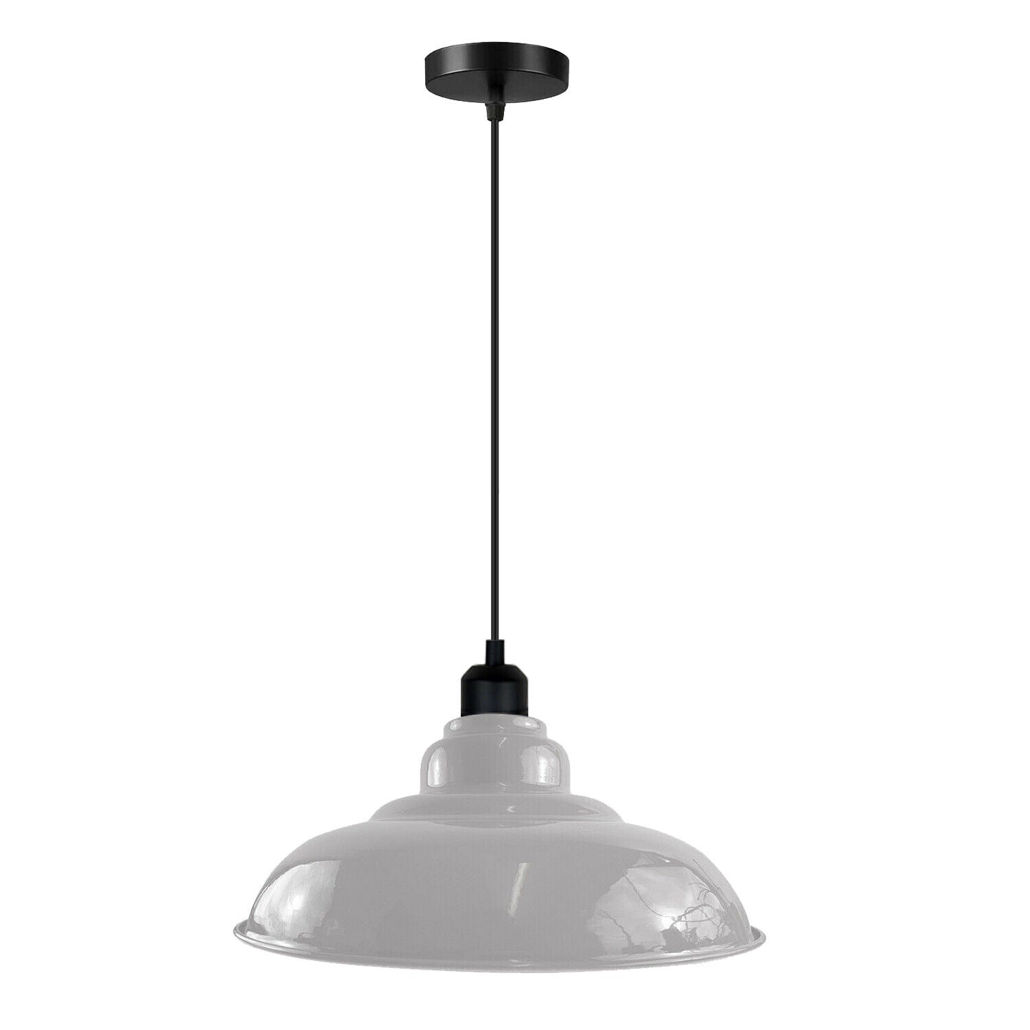 White Ceiling Light Shade with Black Holder
