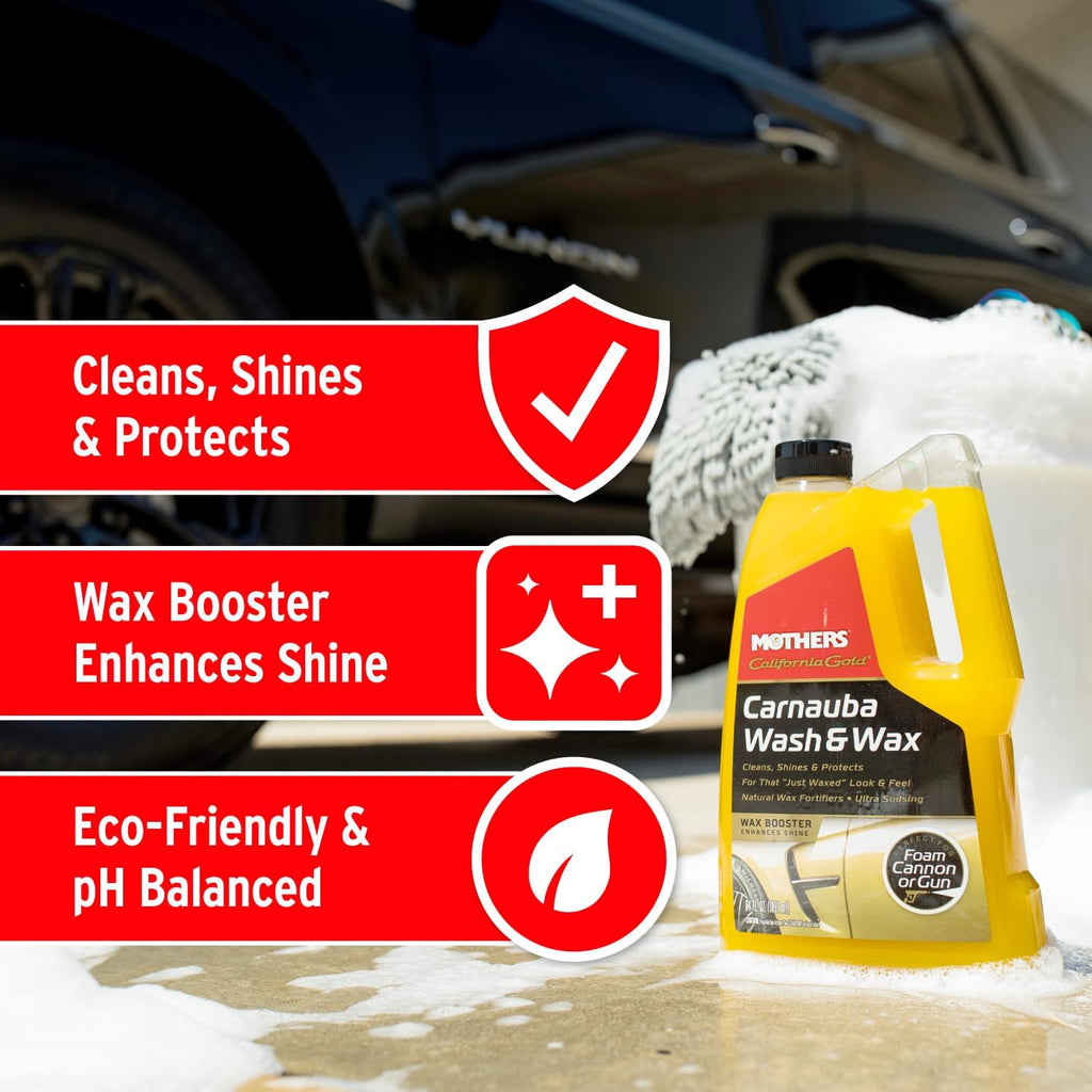 MO-05674 California Gold Carnauba Wash and Wax Car Shampoo, 64 Oz.