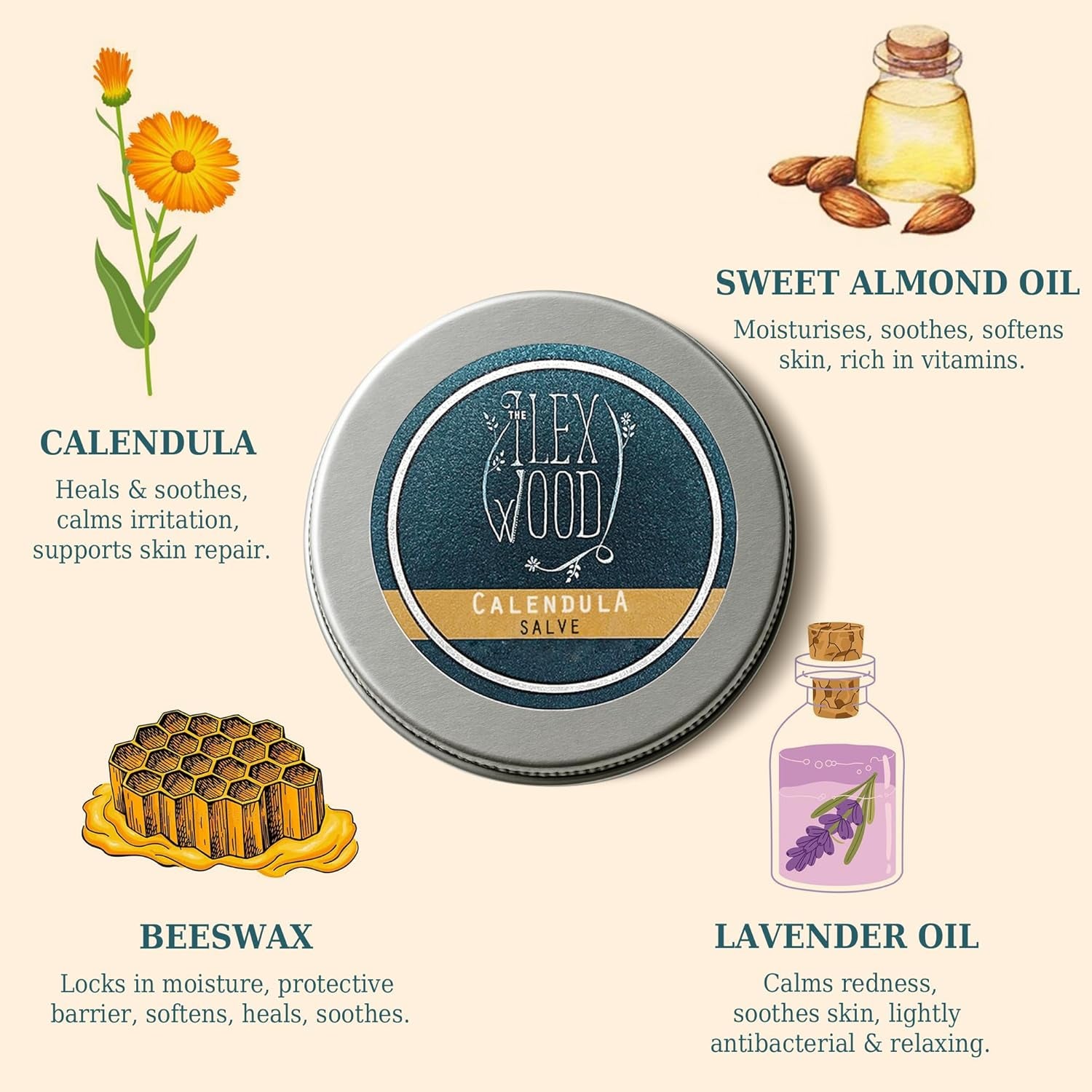 - All-Natural Skin Balm - Calendula Salve - Soothes Rashes, Itching, Dry Skin, Eczema, Cruelty Free, Plastic Free, Handmade in the UK - 100Ml