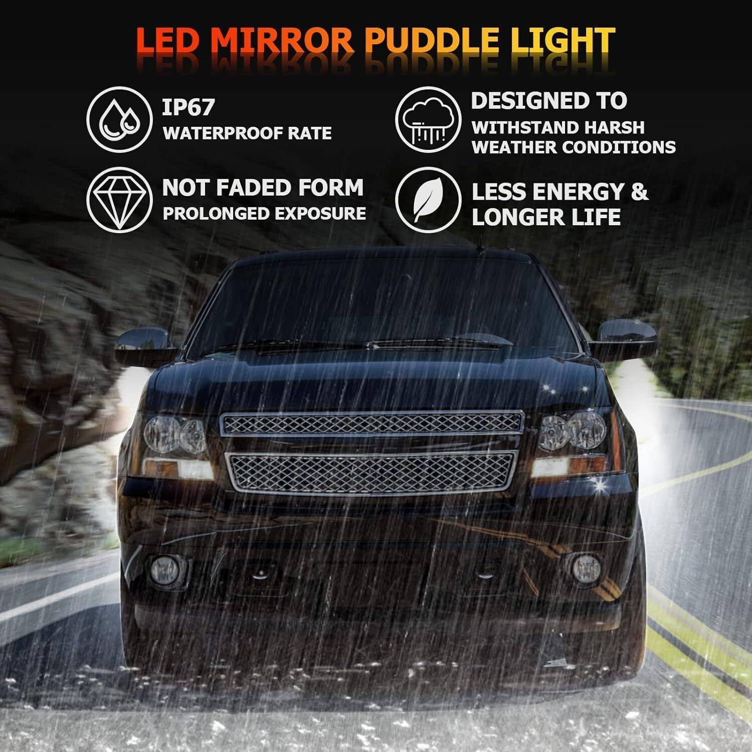 2X LED Side Mirror Puddle Lights for 07-14 Yukon Sierra Tahoe Avalanche Escalade