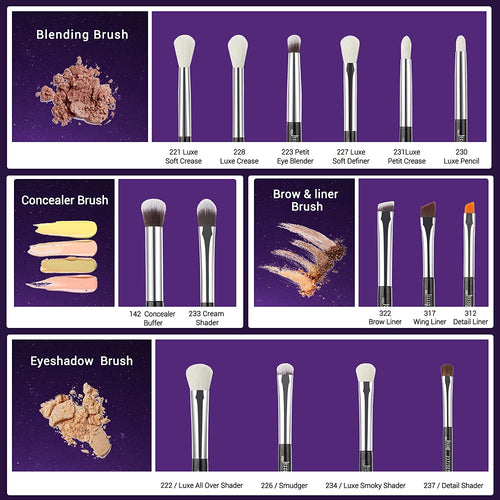 Eye Brushes 15Pcs Professional Makeup Brushes Make up Brush Set Cosmetics Tools Eye Liner Shader Wood Handle Natural-Synthetic Hair Black/Silver T177