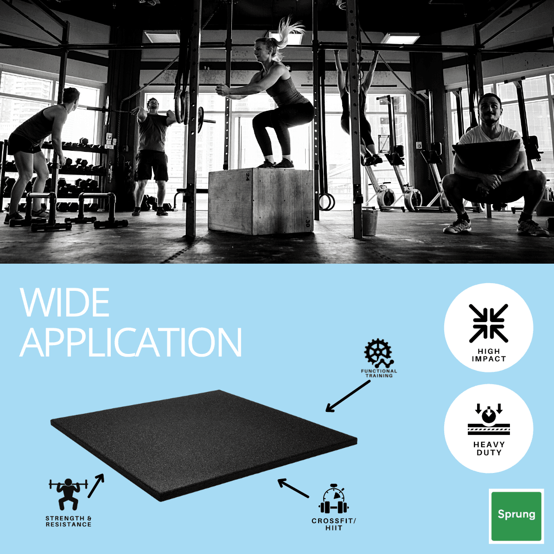 30mm Sprung PRO Rubber Gym Floor Tile