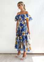 Women'S Dress off Shoulder High Waist Dress