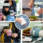 4 Pack on the Go Cereal Yogurt Cups with Lids and Spoon, Overnight Oats Container, Reusable Parfait Plastic Milk Pot Breakfast Crunch Granola Oatmeal Smoothie Snack Prep Jar