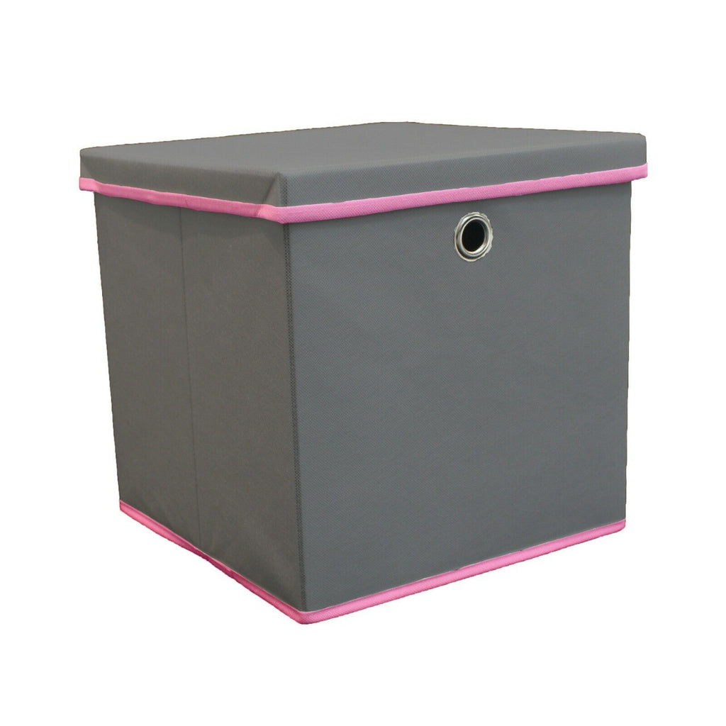 Foldable Grey Fabric Storage Boxes with Lids Storage Cube Toy Box Storage Basket