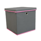 Foldable Grey Fabric Storage Boxes with Lids Storage Cube Toy Box Storage Basket