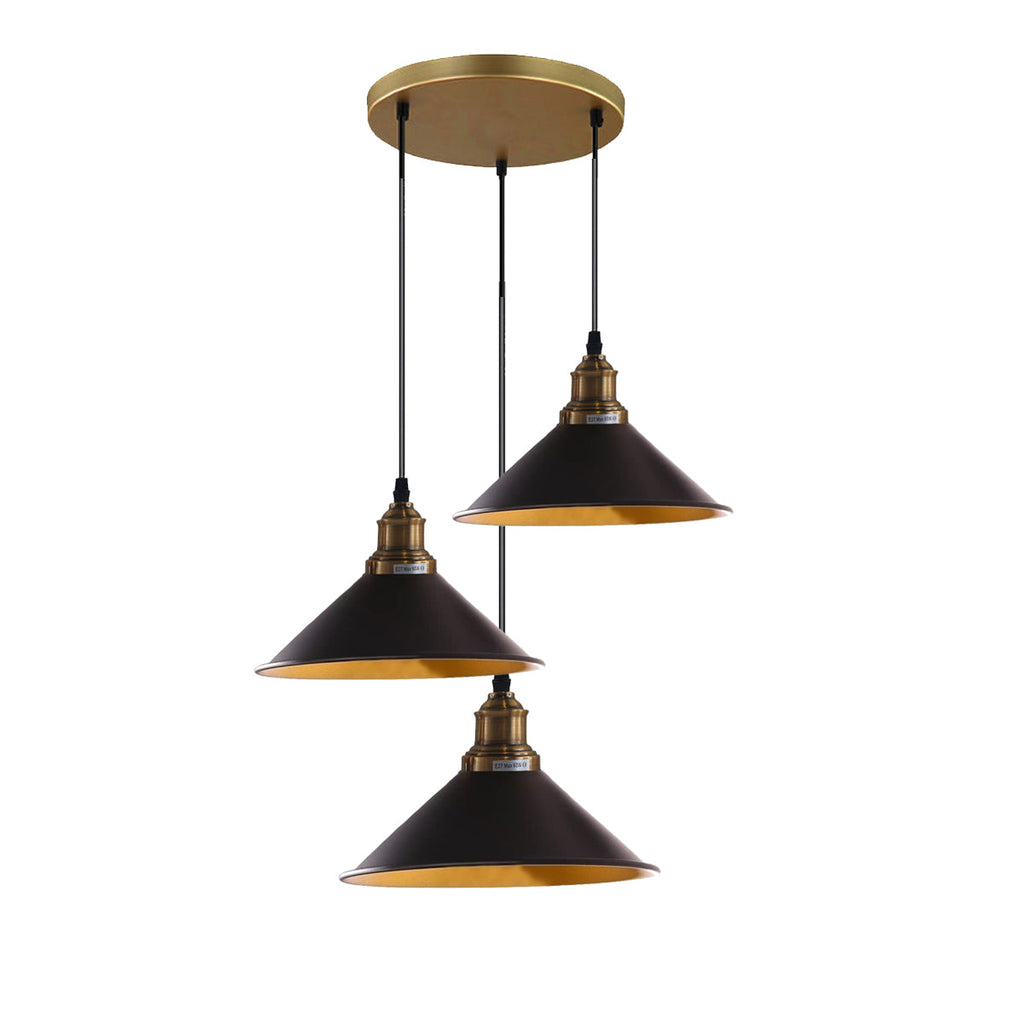 3-Light Adjustable Chandelier — Black Shade