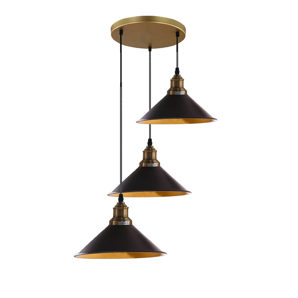 3-Light Adjustable Chandelier — Black Shade