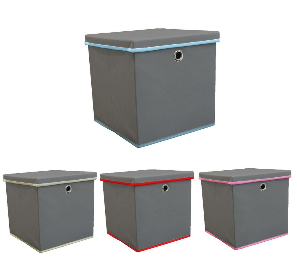 Foldable Grey Fabric Storage Boxes with Lids Storage Cube Toy Box Storage Basket