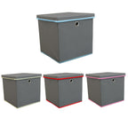 Foldable Grey Fabric Storage Boxes with Lids Storage Cube Toy Box Storage Basket