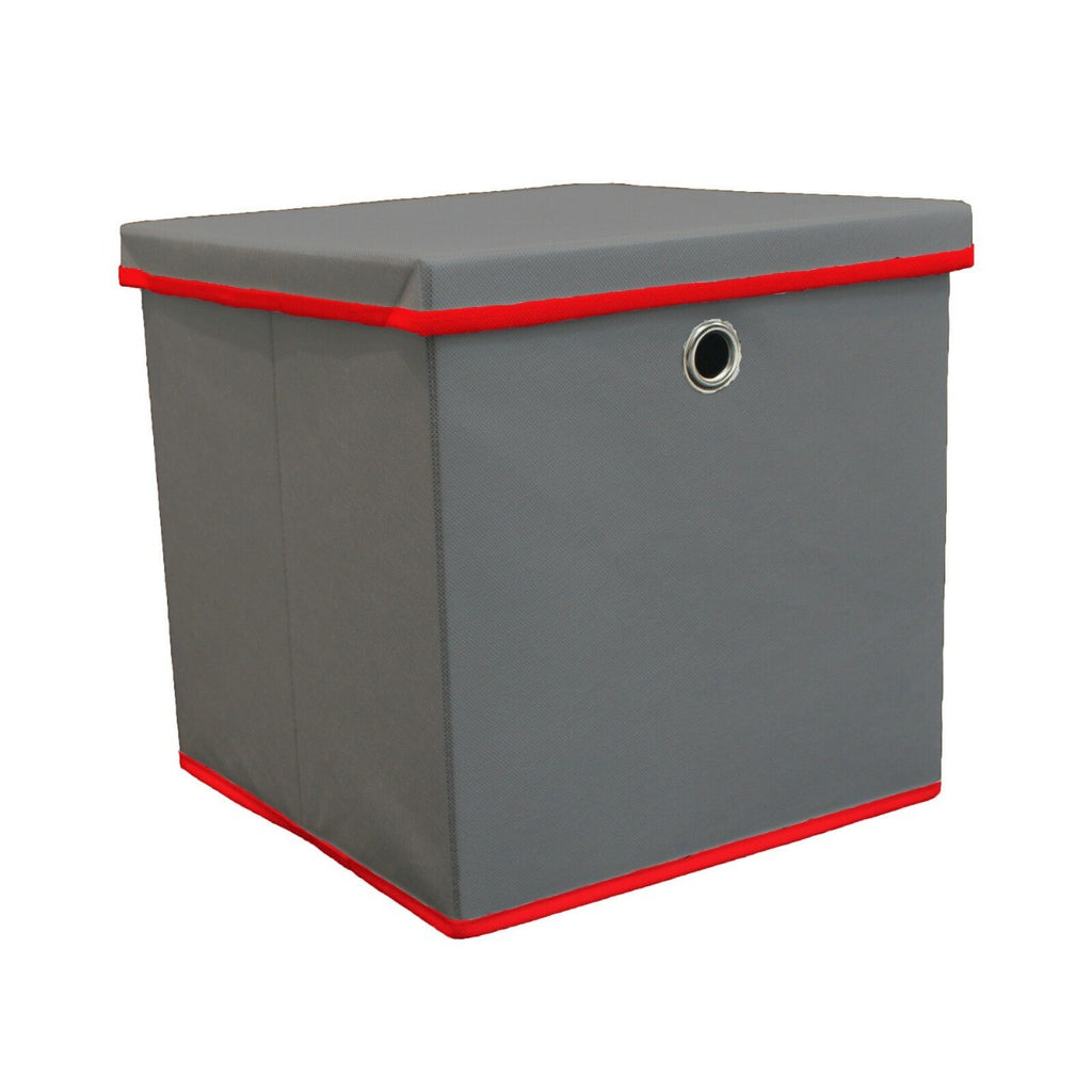 Foldable Grey Fabric Storage Boxes with Lids Storage Cube Toy Box Storage Basket