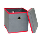 Foldable Grey Fabric Storage Boxes with Lids Storage Cube Toy Box Storage Basket