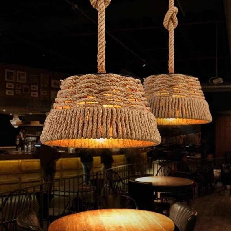 Rustic Hemp Rope Pendant Shade — 40cm