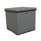 Foldable Grey Fabric Storage Boxes with Lids Storage Cube Toy Box Storage Basket