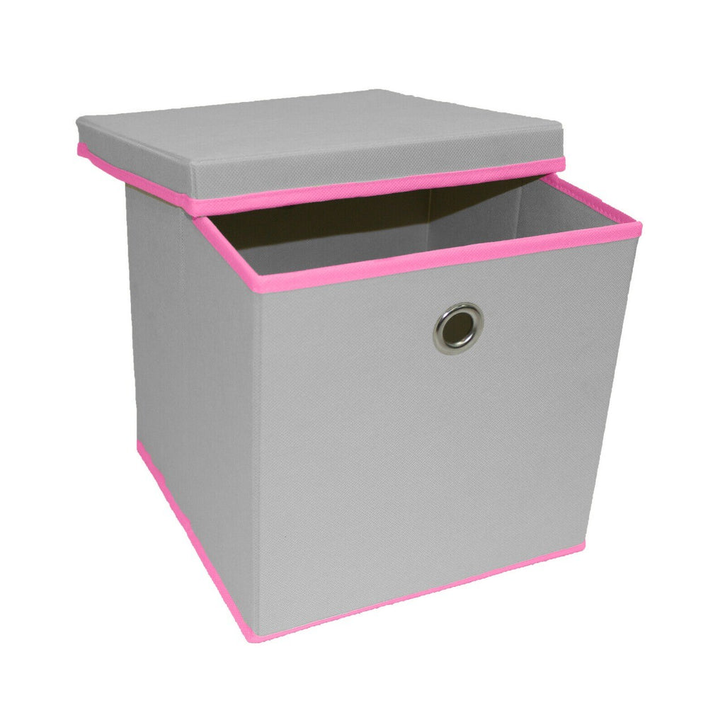 Foldable Grey Fabric Storage Boxes with Lids Storage Cube Toy Box Storage Basket
