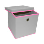 Foldable Grey Fabric Storage Boxes with Lids Storage Cube Toy Box Storage Basket