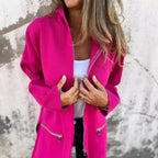 Zip-up Hooded Cardigan Coat Fashion Solid Color Pocket Jacket Fall And Winter Women's Coat Clothing