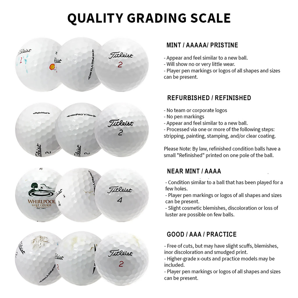 Mixed Golf Ball Brands, Mint/ 5A/ AAAAA Quality, 48 Pack, White