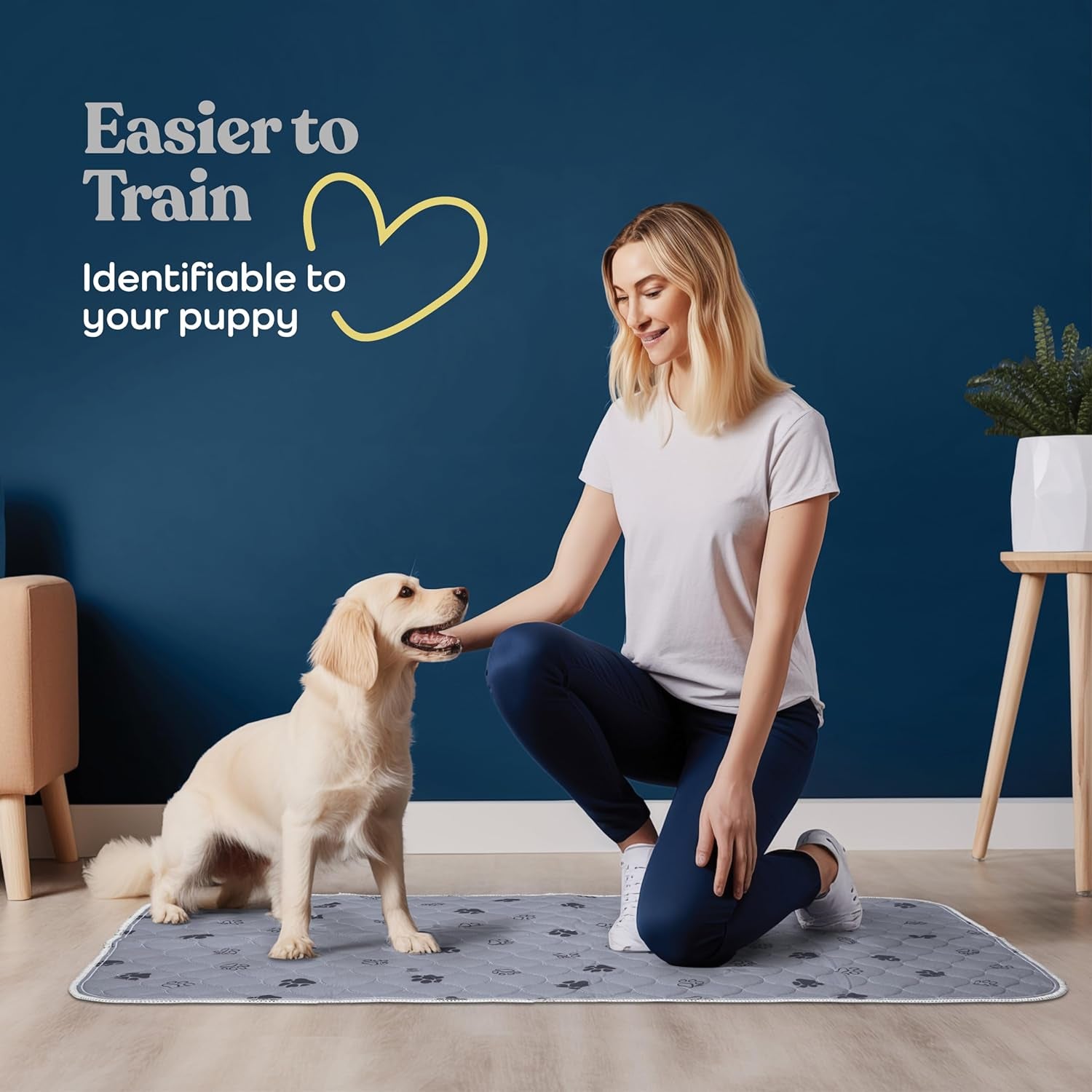 Quick-Dry Washable Pee Pads for Dogs - 2-Pack Superior Reusable Puppy Pads - 100% Waterproof Dog Pee Pad - Protects against Urine Leakage, Non-Slip Grip Prevents Slipping and Bunching