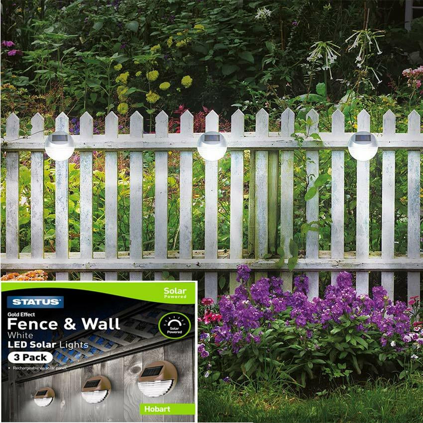 3 X Solar Led Step Fence Wall Path Lights Outdoor Garden Lights Waterproof Auto
