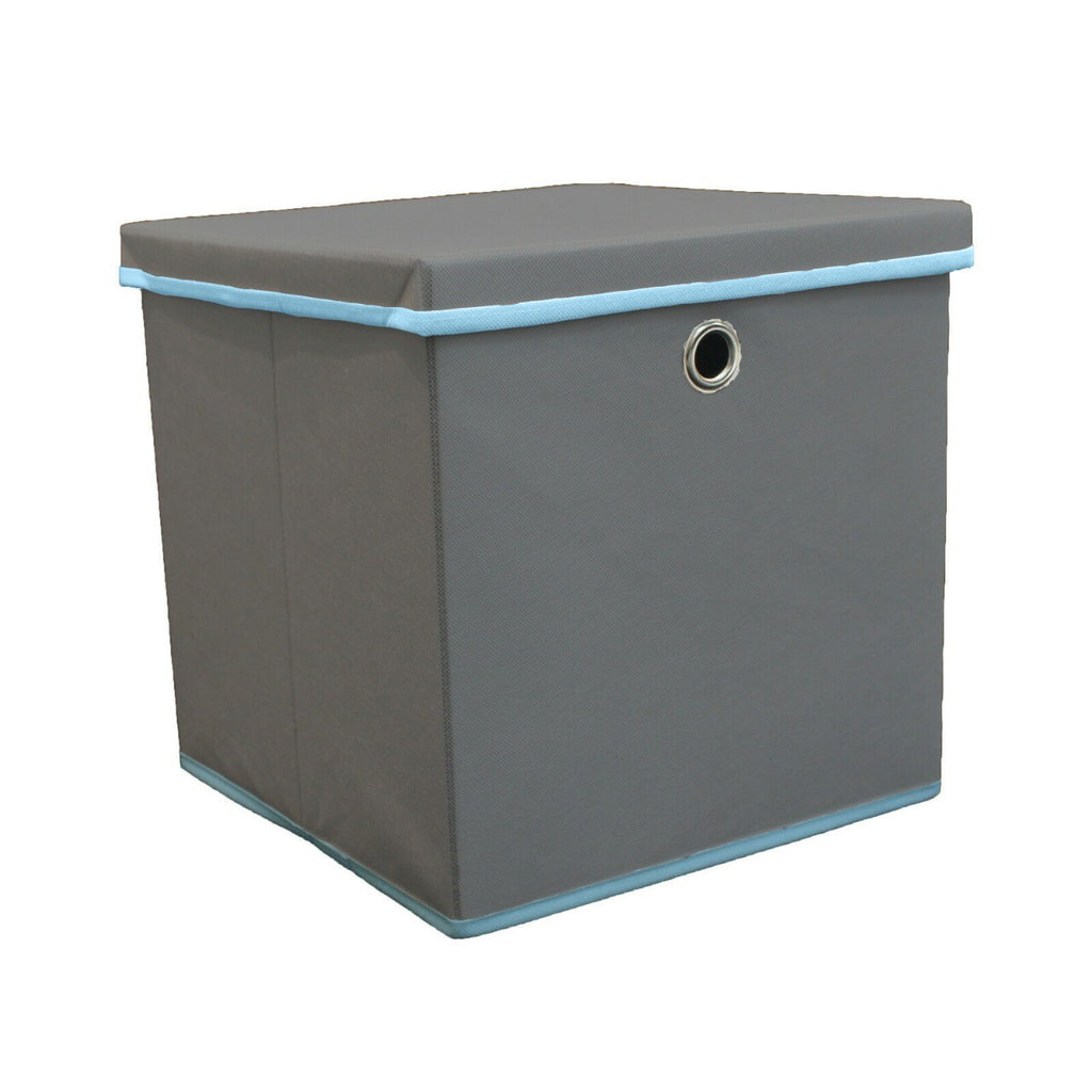 Foldable Grey Fabric Storage Boxes with Lids Storage Cube Toy Box Storage Basket