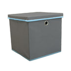 Foldable Grey Fabric Storage Boxes with Lids Storage Cube Toy Box Storage Basket