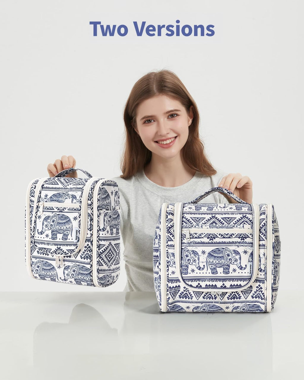 Small Hanging Toiletry Bag Women Travel Makeup Bag Organizer Toiletries Bag for Travel Size Essentials Accessories Cosmetics (Medium, Elephant)