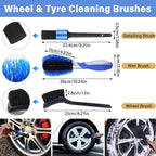Car Cleaning Kit, 16PCS Exterior and Interior Car Washing Products, Wheel Brush, Bucket, Air Vent Brush, Washing Gloves, Sponges, Window Scraper, Duster, Detail Brush