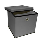Foldable Grey Fabric Storage Boxes with Lids Storage Cube Toy Box Storage Basket