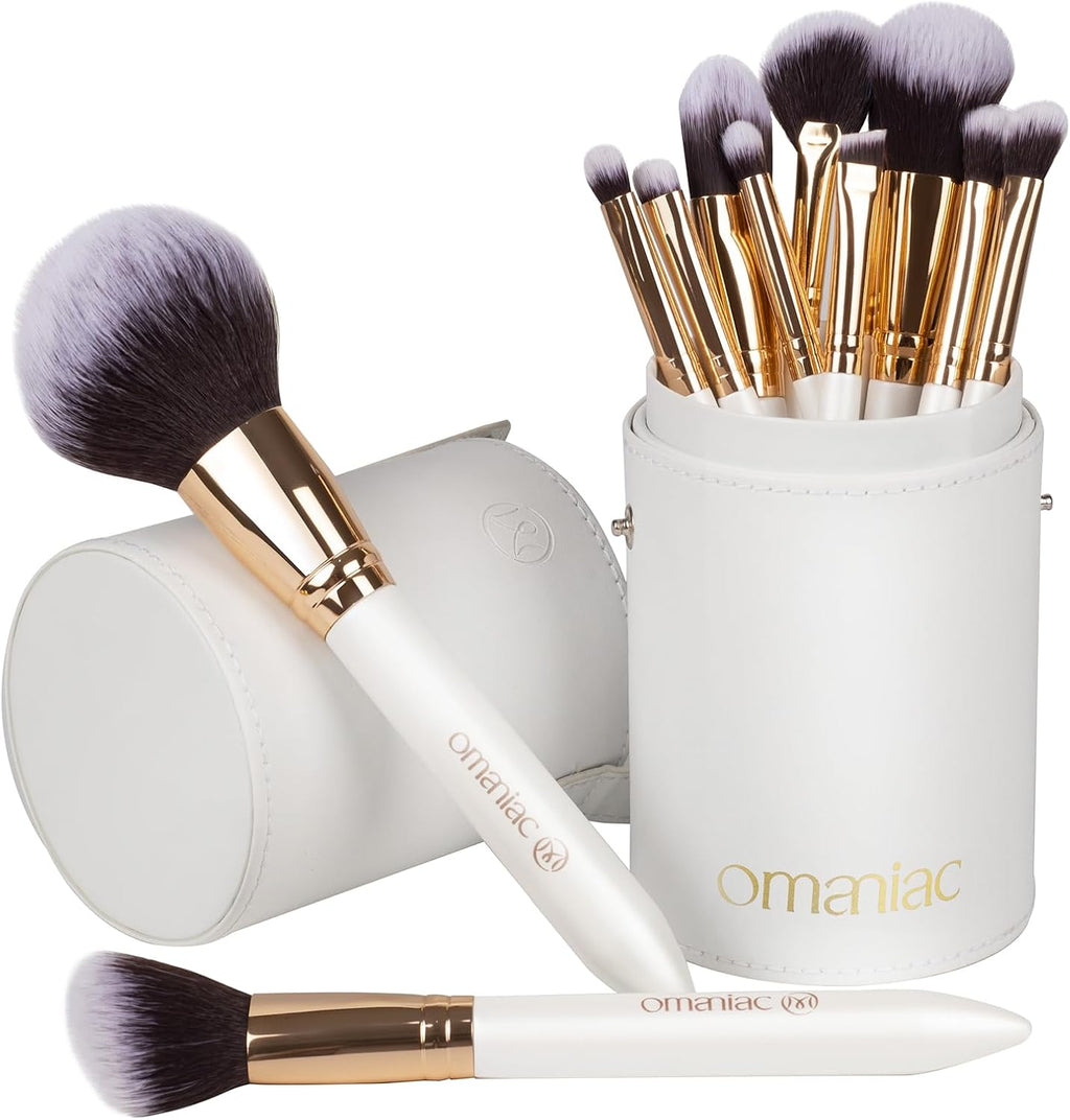 Professional Makeup Brushes Set (12Pcs), Pearl Flash Handles, Comfortable to Hold and Easy to Use. Full Face Travel Make up Brushes Set Professional with Case