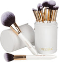 Professional Makeup Brushes Set (12Pcs), Pearl Flash Handles, Comfortable to Hold and Easy to Use. Full Face Travel Make up Brushes Set Professional with Case