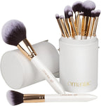 Professional Makeup Brushes Set (12Pcs), Pearl Flash Handles, Comfortable to Hold and Easy to Use. Full Face Travel Make up Brushes Set Professional with Case