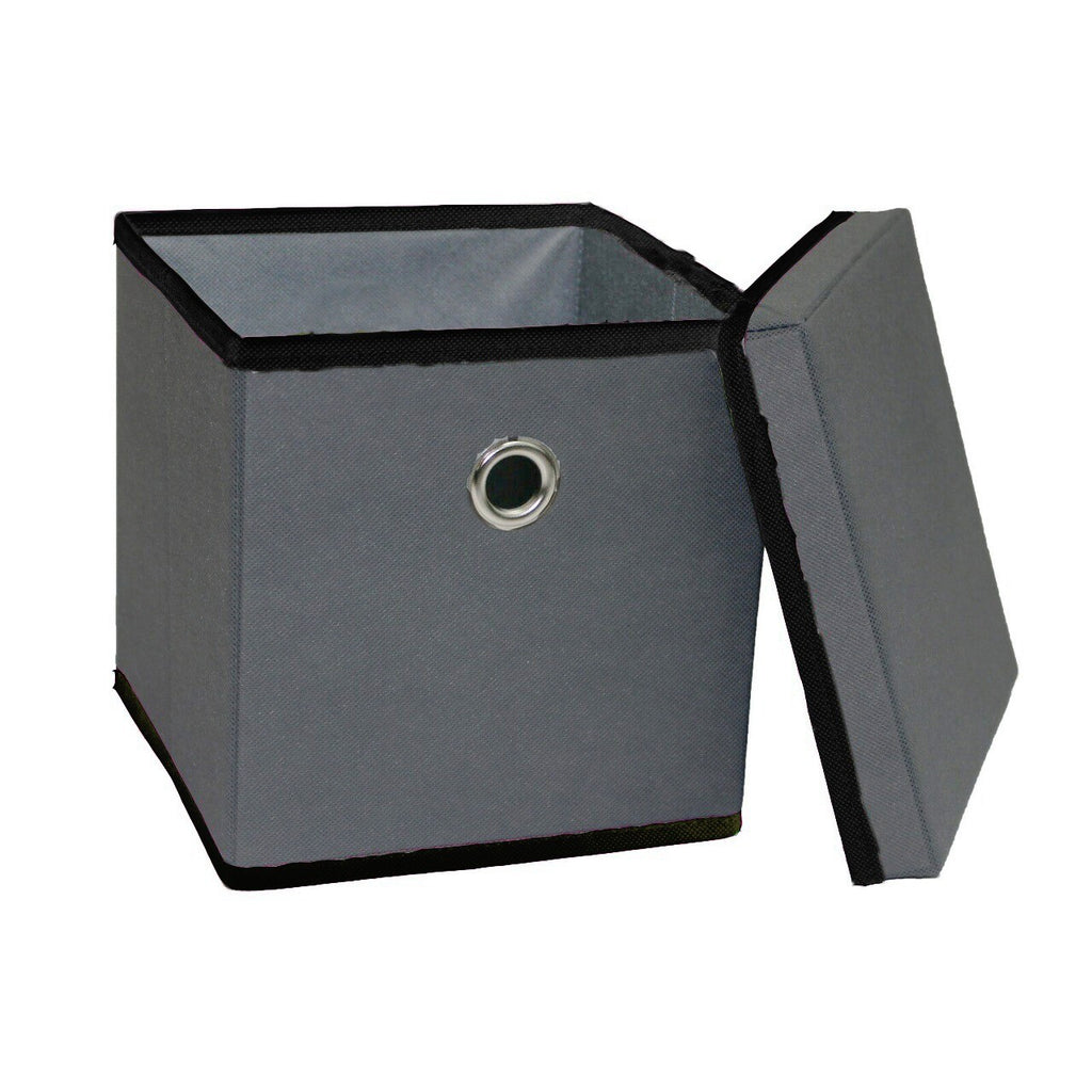 Foldable Grey Fabric Storage Boxes with Lids Storage Cube Toy Box Storage Basket
