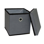 Foldable Grey Fabric Storage Boxes with Lids Storage Cube Toy Box Storage Basket