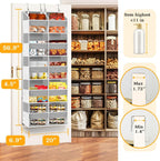 over the Door Organiser with 5 Tiers and 10 Compartments, Extra Large Hanging Door Storage with 4 Hooks, 36Kg Weight Capacity, Bedroom Wardrobe or Nursery Nappy & Toy Storage – Light Grey