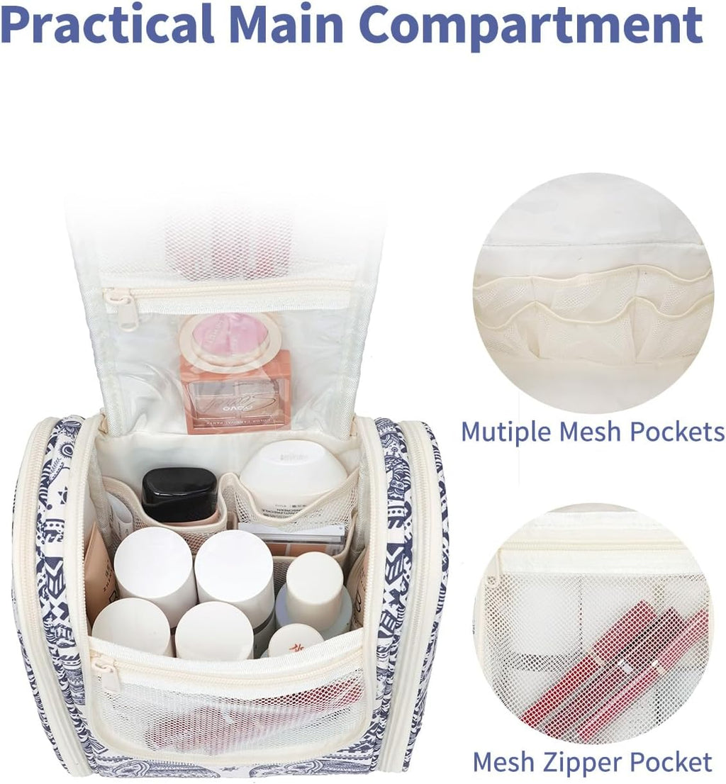 Small Hanging Toiletry Bag Women Travel Makeup Bag Organizer Toiletries Bag for Travel Size Essentials Accessories Cosmetics (Medium, Elephant)