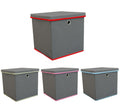 Foldable Grey Fabric Storage Boxes with Lids Storage Cube Toy Box Storage Basket