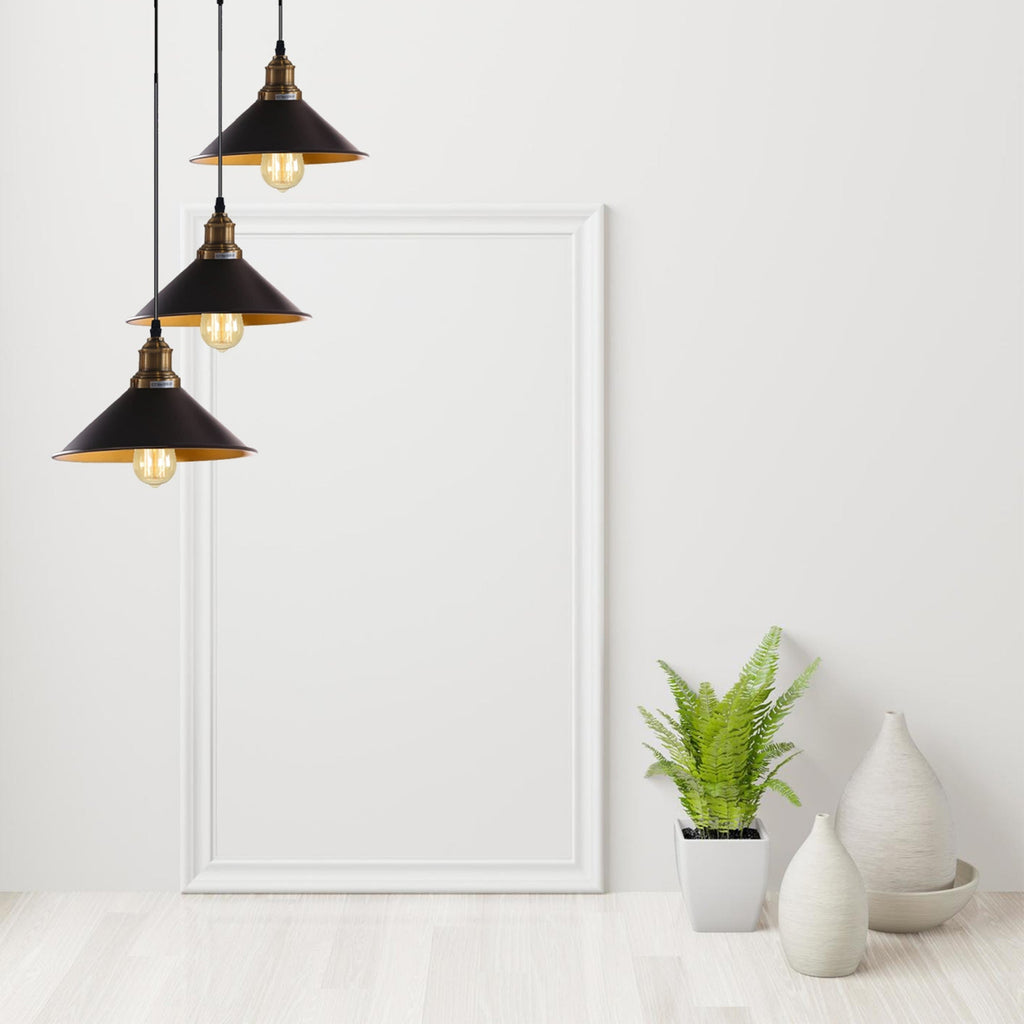3-Light Adjustable Chandelier — Black Shade
