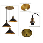 3-Light Adjustable Chandelier — Black Shade
