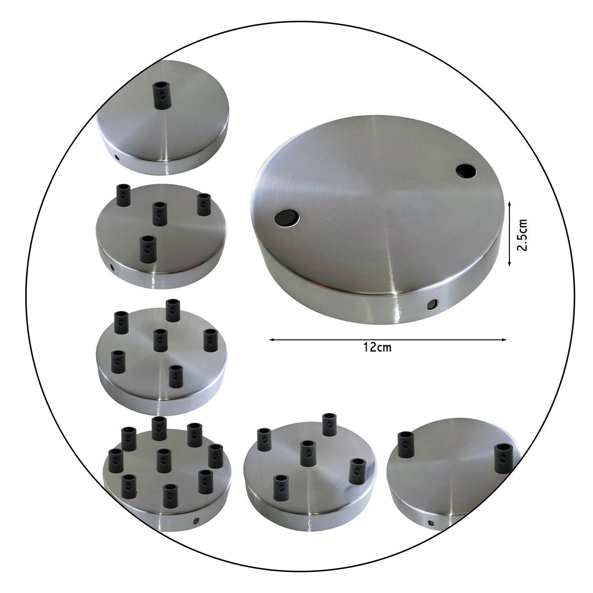 Satin Nickel Multi-Outlet Ceiling Rose — 120mm