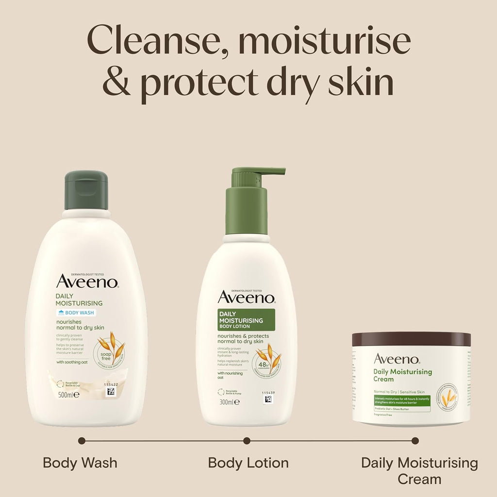 Daily Moisturising Body Wash, with Soothing Oat, Suitable for Sensitive Skin, Gently Cleanses and Nourishes, Soap-Free, Lightly Scented, 300Ml