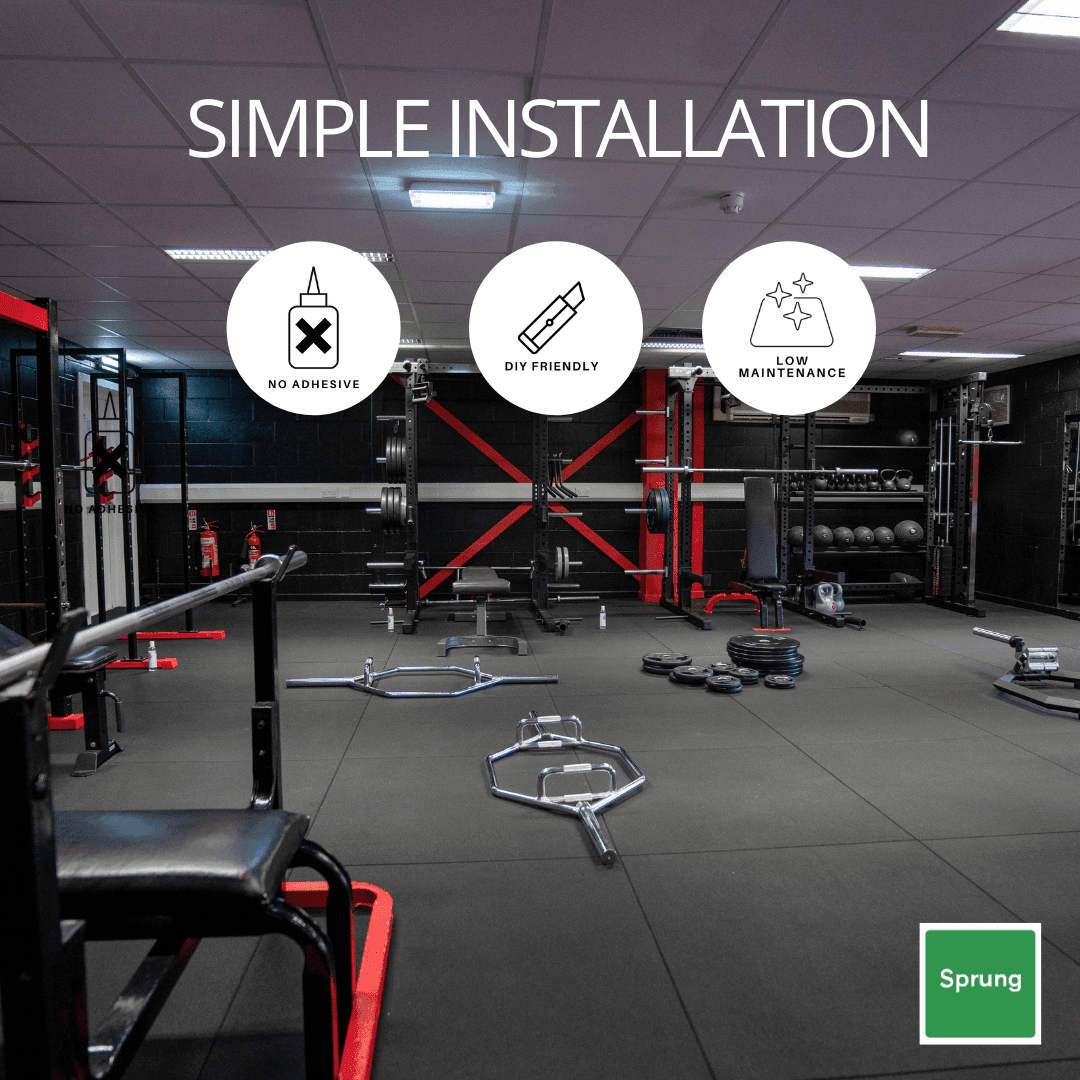 30mm Sprung PRO Rubber Gym Floor Tile