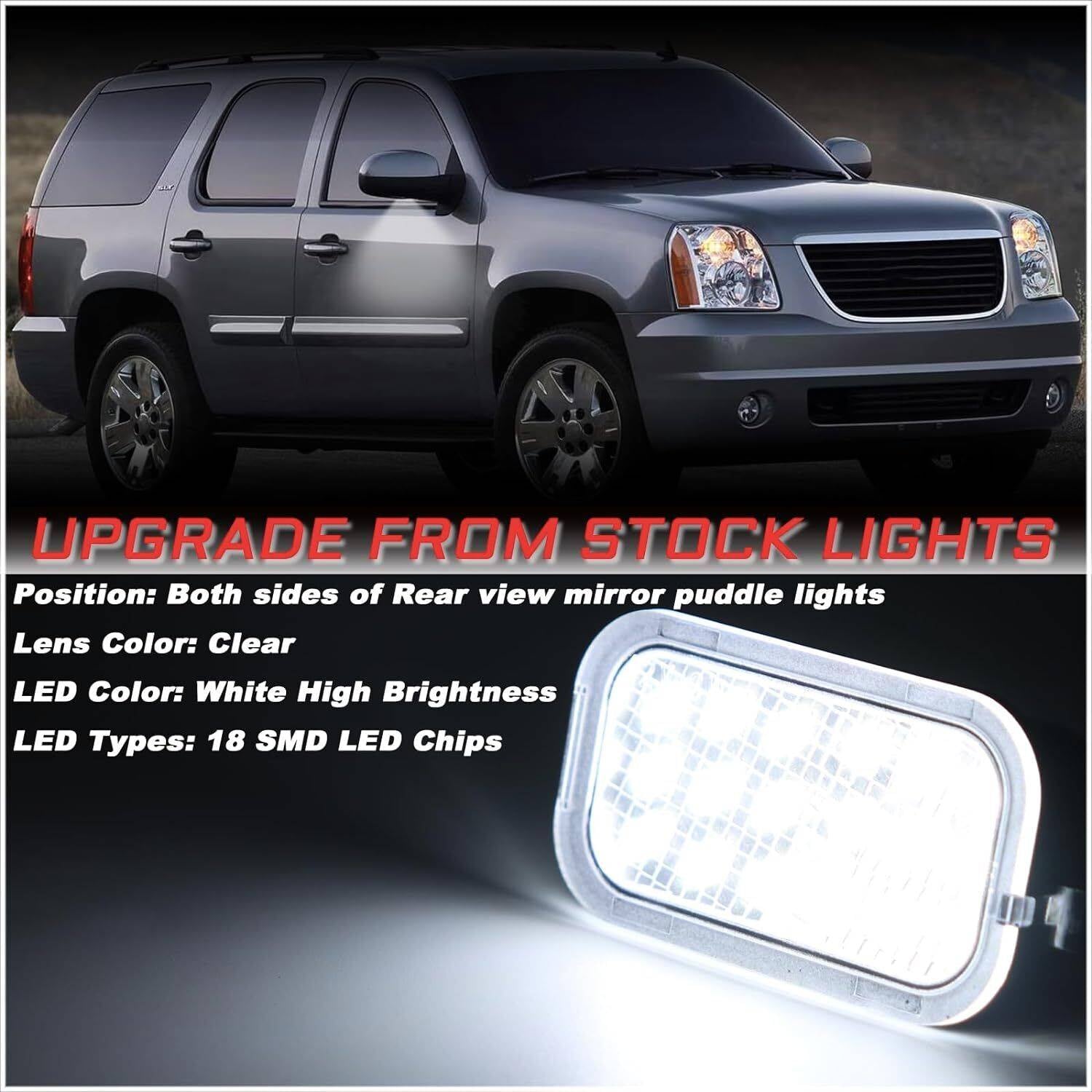 2X LED Side Mirror Puddle Lights for 07-14 Yukon Sierra Tahoe Avalanche Escalade