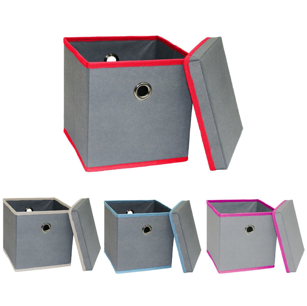 Foldable Grey Fabric Storage Boxes with Lids Storage Cube Toy Box Storage Basket